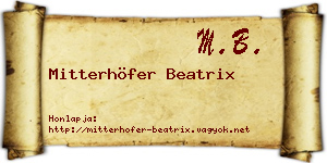 Mitterhöfer Beatrix névjegykártya