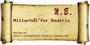 Mitterhöfer Beatrix névjegykártya
